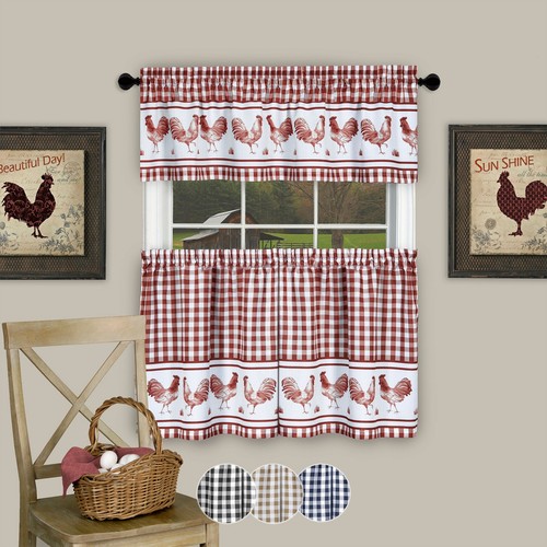 3pc kitchen curtain set - set,, check
